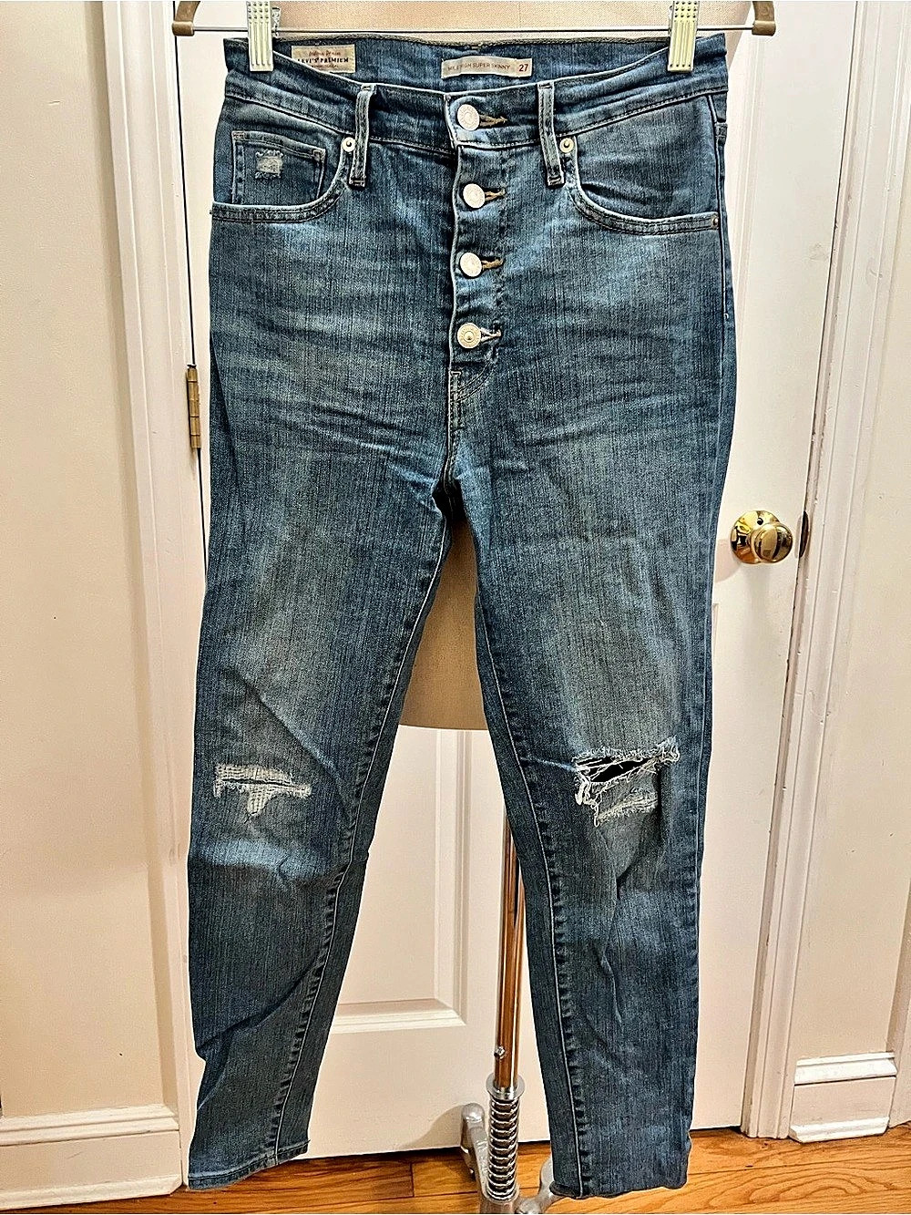 Levi's Mile High Super Skinny Italian Denim Jeans Blue Waist 27